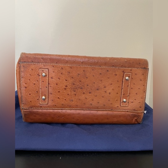 Dooney & Bourke Brown Ostrich Square Shopper Barlow Handbag with Snap Closure - Picture 7 of 15